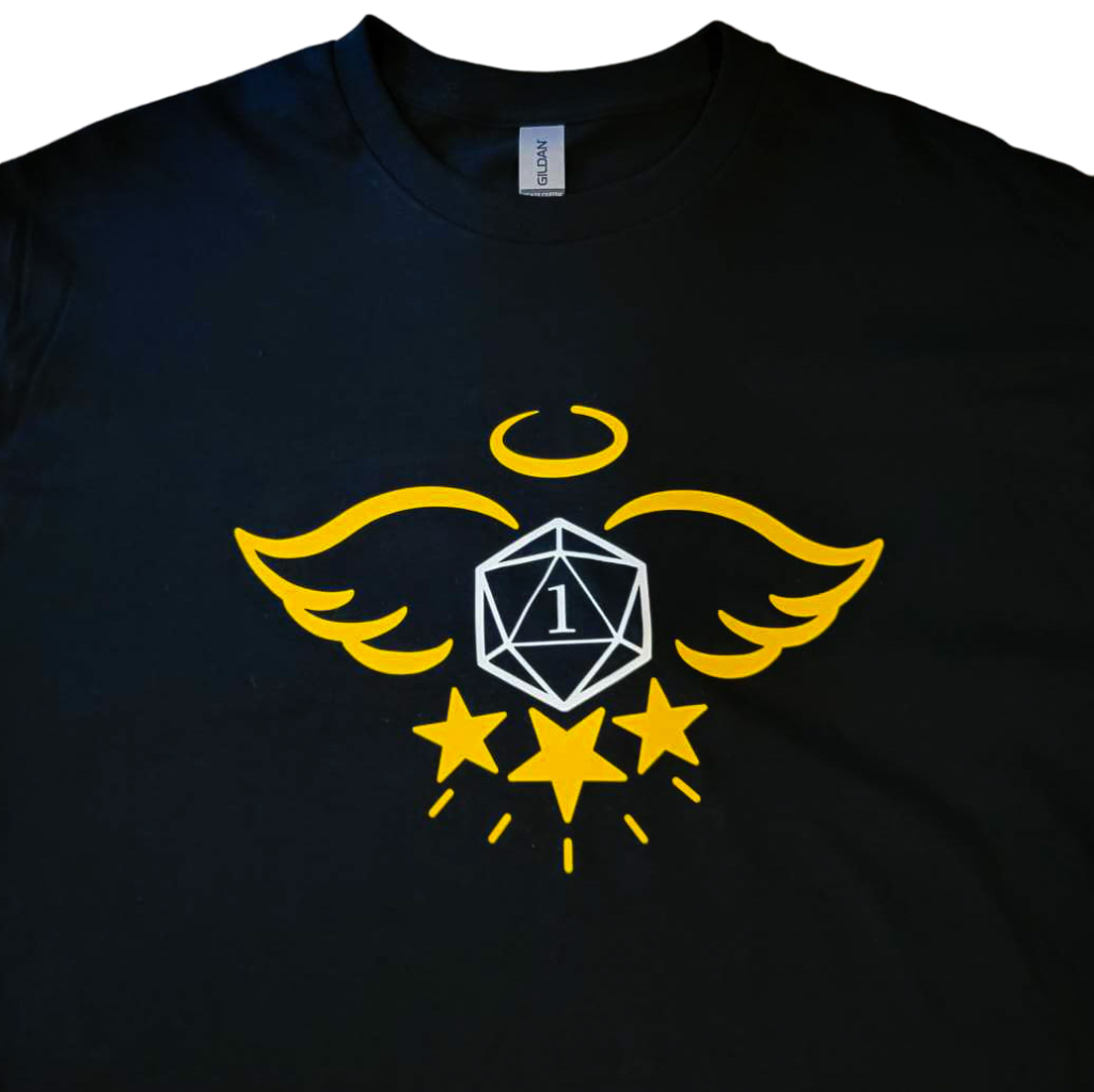 D20 roll 1, good, heaven, player accessories, RPG, gaming, movie, tshirt, tshirts, t-shirt, t-shirts, shirt, shirts, short sleeve, short sleeves, crew neck, unisex