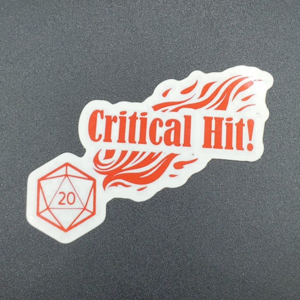 D20 Critical Hit Glossy Vinyl Sticker