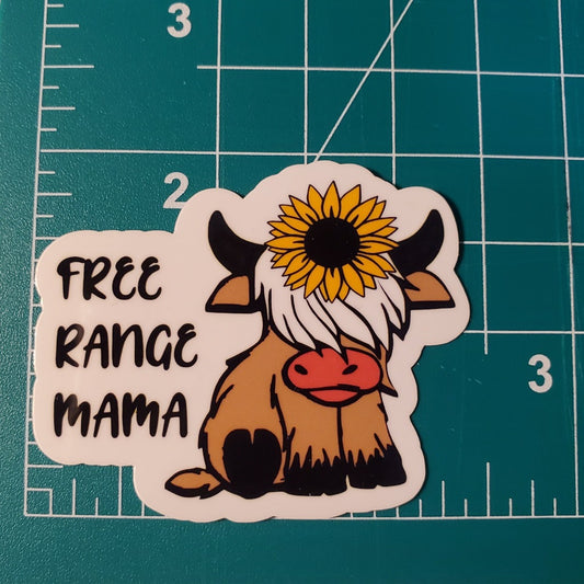 Highland Cow Sunflower Sticker - Free Range Mama