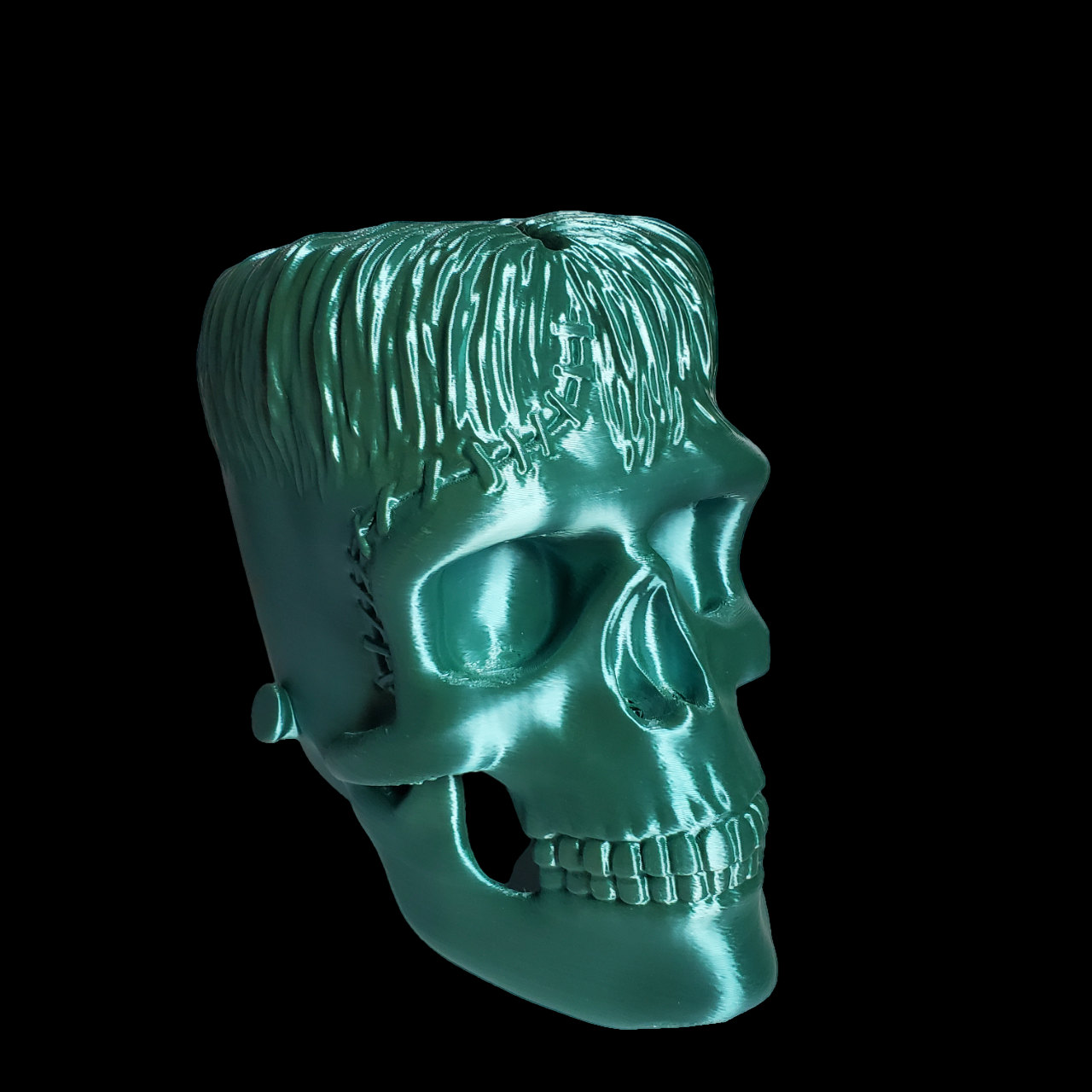 Franken Skull, Silk Aqua Green